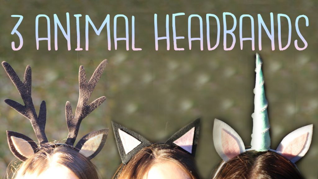 3 Cute Felt Animal Ear Headbands (Cat, Unicorn & Deer) 