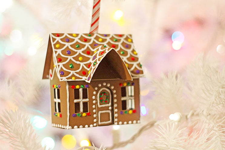 Paper Gingerbread House Ornament