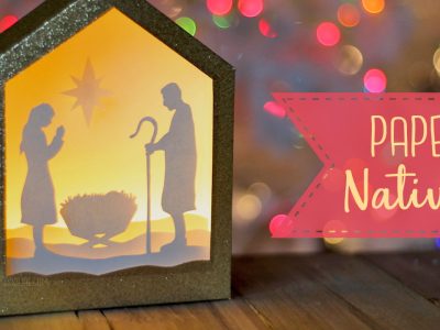 DIY Paper Shadowbox Nativity Scene + Free SVG Cut File!